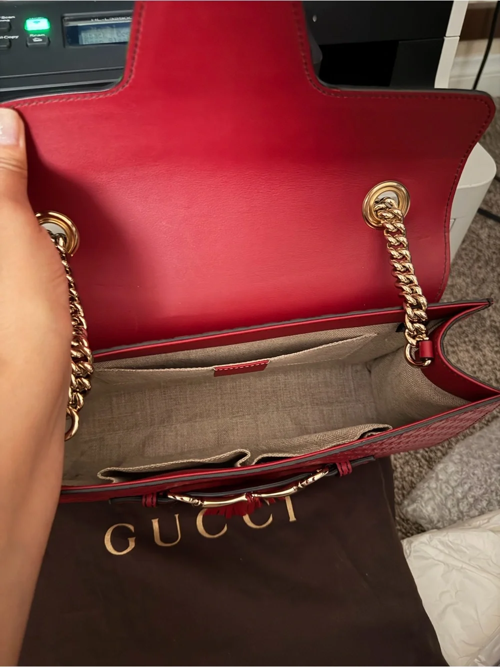 Gucci Red Embossed Leather Crossbody with Tassel